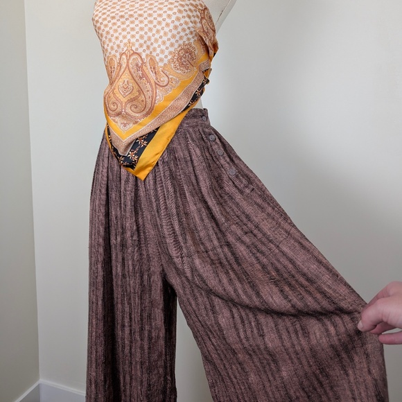 70s Looking Glass Knit Culottes Capri’s Wide Leg High Waisted Striped Oversized - Picture 3 of 10